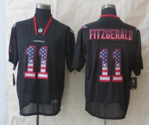 Nike Arizona Cardicals #11 Fitzgerald Black Jerseys(Elite USA Flag Fashion)