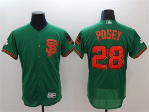 San Francisco Giants #28 Buster Posey Green St Patrick\'s Day Flexbase Jersey