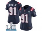 Women Nike New England Patriots #91 Deatrich Wise Jr Limited Navy Blue Rush Vapor Untouchable Super Bowl LII NFL Jersey