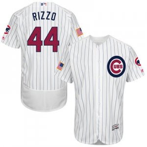 Mens Chicago Cubs #44 Anthony Rizzo White Stitched 2016 Fashion Stars & Stripes Flex Base Baseball Jersey