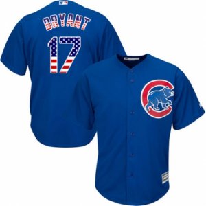 Men\'s Majestic Chicago Cubs #17 Kris Bryant Authentic Royal Blue USA Flag Fashion MLB Jersey