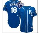 2015 World series champions Mlb Kansas City Royals #18 Ben Zobrist blue jerseys