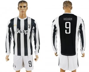 2017-18 Juventus 9 HIGUAIN Home Long Sleeve Soccer Jersey