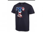 Mens Texas Rangers USA Flag Fashion T-Shirt Navy Blue