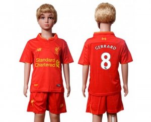 Liverpool #8 Gerrard Red Home Kid Soccer Club Jerse