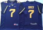 West Virginia Mountaineers 7 Will Grier Blue Youth Nike College Football Jersey