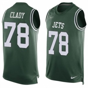 Mens Nike New York Jets #78 Ryan Clady Limited Green Player Name & Number Tank Top NFL Jersey