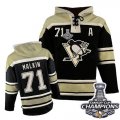 Mens Old Time Hockey Pittsburgh Penguins #71 Evgeni Malkin Premier Black Sawyer Hooded Sweatshirt 2016 Stanley Cup Champions Bound