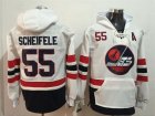 Jets #55 Mark Scheifele White All Stitched Hooded Sweatshirt