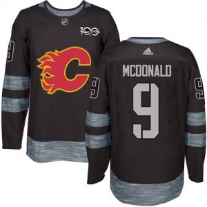 Mens Calgary Flames #9 Lanny McDonald Black 1917-2017 100th Anniversary Stitched NHL Jersey