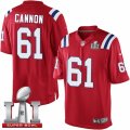 Youth Nike New England Patriots #61 Marcus Cannon Elite Red Alternate Super Bowl LI 51 NFL Jersey
