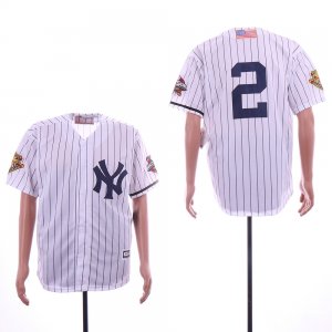 Yankees #2 Derek Jeter White 2001 World Series Cool Base Jersey