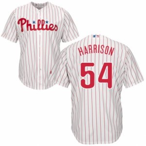 Men\'s Majestic Philadelphia Phillies #54 Matt Harrison Authentic White Red Strip Home Cool Base MLB Jersey