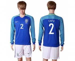 Brazil #2 Cafu Away Long Sleeves Soccer Country Jersey