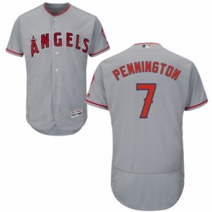 Men\'s Majestic Los Angeles Angels of Anaheim #7 Cliff Pennington Grey Flexbase Authentic Collection MLB Jersey