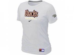 Women Arizona Diamondbacks Crimson Nike White Short Sleeve Practice T-Shirt