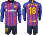 2018-19 Barcelona 18 JORDI ALBA Home Long Sleeve Soccer Jersey