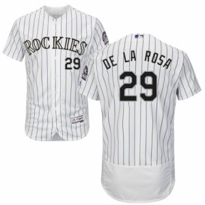 Men\'s Majestic Colorado Rockies #29 Jorge De La Rosa White Flexbase Authentic Collection MLB Jersey