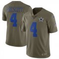 Nike Cowboys #4 Dak Prescott Youth Olive Salute To Service Limited Jersey