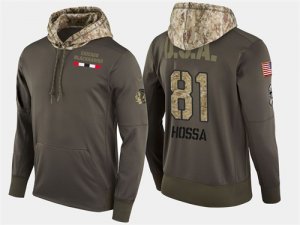 Nike Blackhawks 81 Marian Hossa Olive Salute To Service Pullover Hoodie