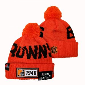 Browns Team Logo Orange Pom Knit Hat YD