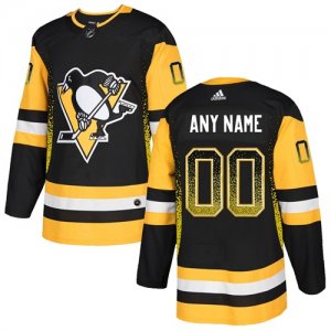 Pittsburgh Penguins Black Men\'s Customized Drift Fashion Adidas Jersey