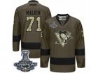 Mens Reebok Pittsburgh Penguins #71 Evgeni Malkin Premier Green Salute to Service 2017 Stanley Cup Champions NHL Jersey
