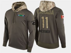 Nike Canucks 11 Mark Nessier Retired Olive Salute To Service Pullover Hoodie