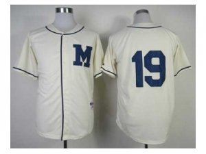 mlb jerseys milwaukee brewers #19 robin yount white[M]