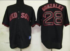 mlb boston red sox #28 gonzalez black fashion