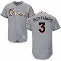 Men's Majestic Miami Marlins #3 Adeiny Hechavarria Grey Flexbase Authentic Collection MLB Jersey