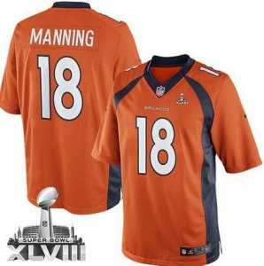 Nike Denver Broncos #18 Peyton Manning Orange Team Color Super Bowl XLVIII NFL Jersey(2014 New Limited)