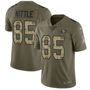 Nike 49ers #85 George Kittle Olive Camo Salute To Service Limited Jersey