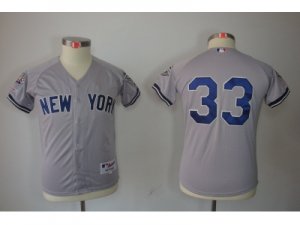 Youth New York Yankees #33 Nick Swisher Grey jerseys(2009 Logo WS 09 Champions Pat)