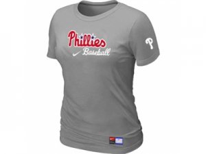 women Philadelphia Phillies Nike L.Grey Short Sleeve Practice T-Shirt