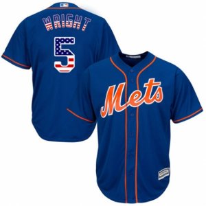 Men\'s Majestic New York Mets #5 David Wright Authentic Royal Blue USA Flag Fashion MLB Jersey