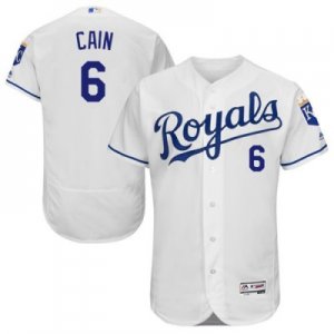 Kansas City Royals #6 Lorenzo Cain White Flexbase Authentic Collection Stitched Baseball Jersey