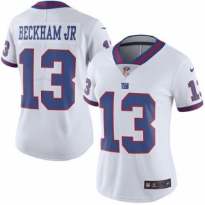 Women\'s Nike New York Giants #13 Odell Beckham Jr Limited White Rush NFL Jersey