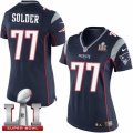 Womens Nike New England Patriots #77 Nate Solder Elite Navy Blue Team Color Super Bowl LI 51 NFL Jersey