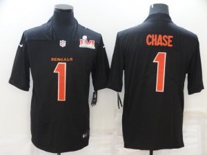 Nike Bengals #1 Ja\'Marr Chase Black 2022 Super Bowl LVI Vapor Limited Jersey