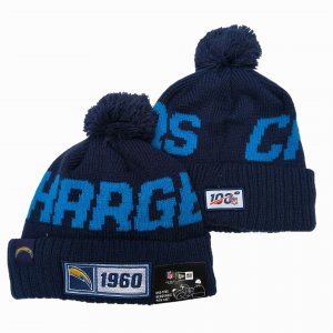 Chargers Team Logo Navy 100th Season Pom Knit Hat YD