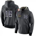 NFL Mens Nike San Francisco 49ers #16 Joe Montana Stitched Black Anthracite Salute to Service Player Performance Hoodie