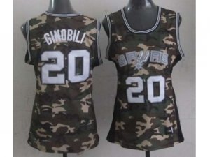 women nba san antonio spurs #20 ginobili camo