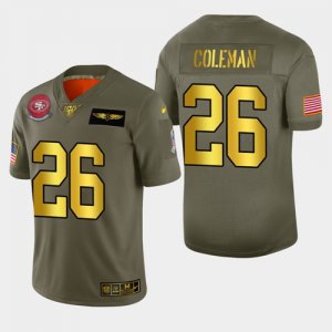 Nike 49ers# 26 Tevin Coleman 2019 Olive Gold Salute To Service 100th Season Limited Jersey