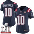 Womens Nike New England Patriots #10 Jimmy Garoppolo Limited Navy Blue Rush Super Bowl LI 51 NFL Jersey