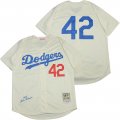 Dodgers #42 Jackie Robinson Cream 1955 Cooperstown Collection Jersey