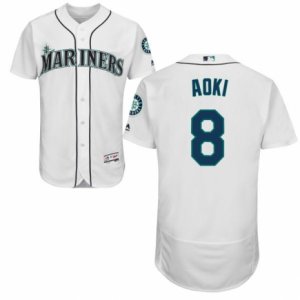 Mens Majestic Seattle Mariners #8 Norichika Aoki White Flexbase Authentic Collection MLB Jersey