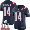 Mens Nike New England Patriots #14 Steve Grogan Limited Navy Blue Rush Super Bowl LI 51 NFL Jersey