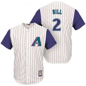 Arizona Diamondbacks #2 Aaron Hill Cream Purple Cooperstown Collection Cool Base Jersey