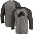 Detroit Lions NFL Pro Line by Fanatics Branded Black Gray Tri Blend 34-Sleeve T-Shirt